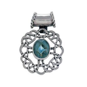 Vintage Sterling Silver 925 Celtic Twist Knot Blue Crystal Slide Pendant